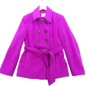Old Navy Purple Fleece Belted Double Breasted Pea Coat‎ Jacket Sz M